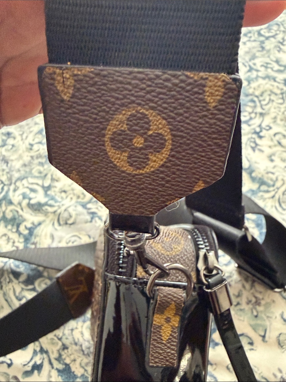 NWOT•Repurposed Mono Black and Brown Mini Crossbody Bag - Picture 4 of 10